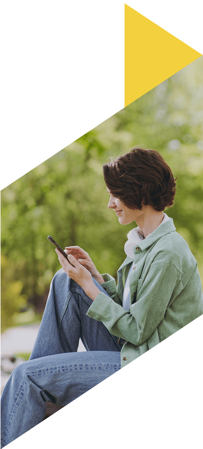 Image showing a happy woman using a mobile